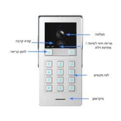 סט אינטרקום אפליקציה הכולל שני מסכי מגע 8 אינץ' ופנל עם קודן קורא קרבה Netvill Cobra kit 202