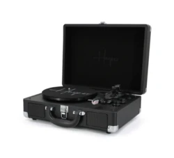 פטיפון מזוודה בלוטוס עם רמקולים בצבע שחור Harper HRT-10