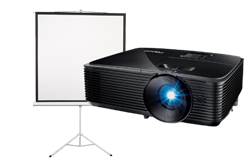 מקרן X400LVe Optoma + מסך גלילה עם חצובה / ידני