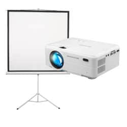 מקרן 3000 לומינס + מסך הקרנה 2x2 מטר luminator-plus 10