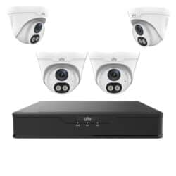 קיט 4 מצלמות IP כיפה 4MP צבע לילה ומערכת הקלטה ל-8 מצלמות כולל PoE מובנה Uniview