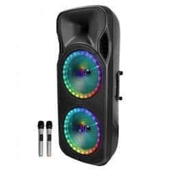 בידורית 2x15 אינץ' 600W עם 2 מיקרופונים אלחוטיים ZX-600215 pure acoustics